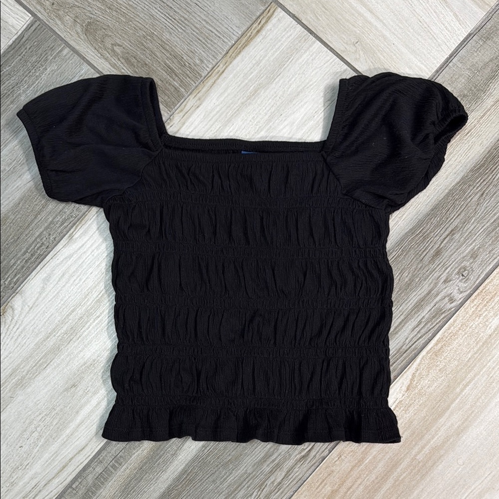 Old Navy Black Peasant Style Top Size 10-12